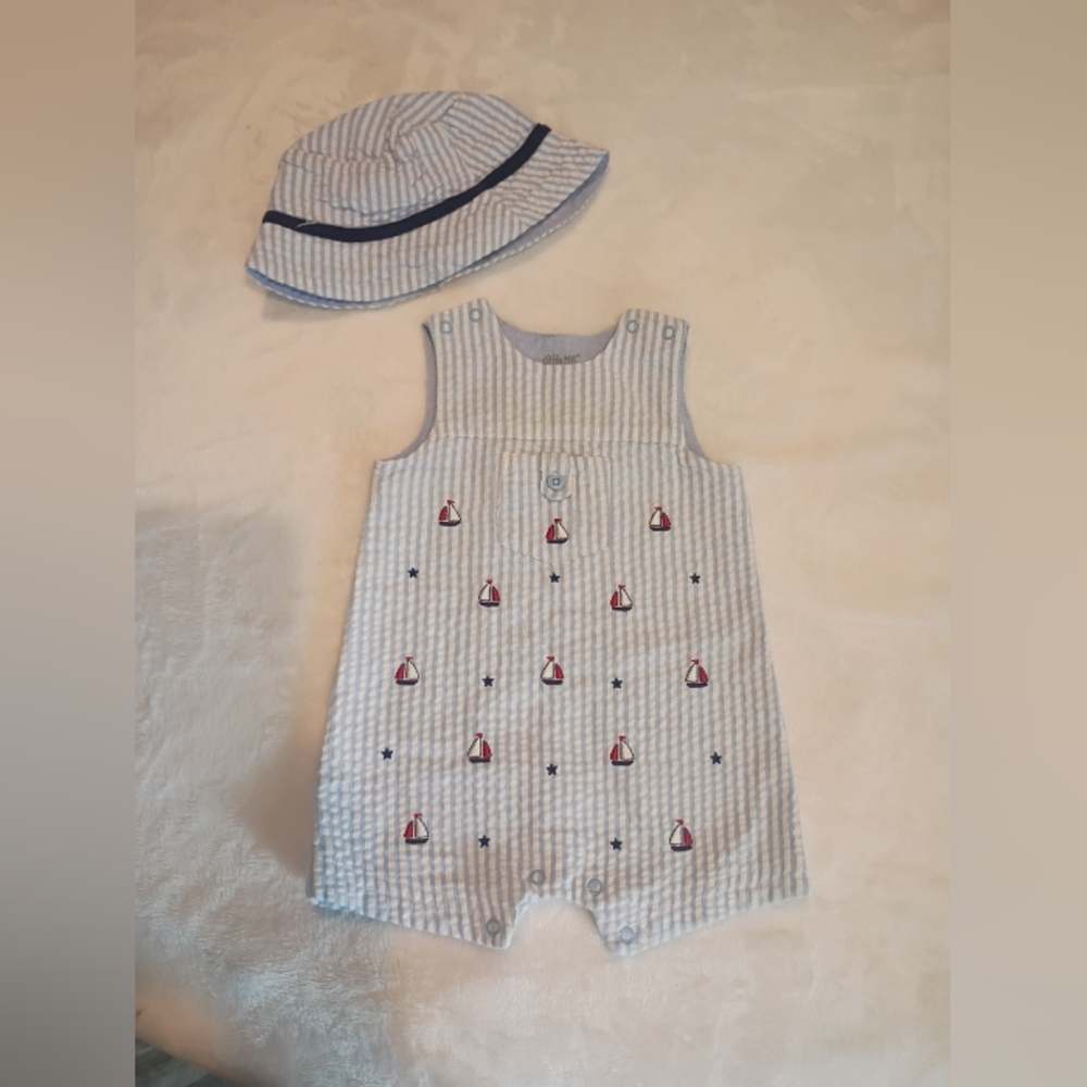 Striped Sailboat Baby Boy Set